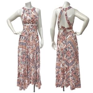 Abel the Label Floral Halter Cutout Maxi Dress